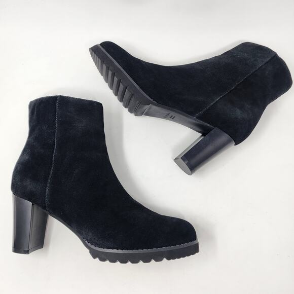 Blondo Bootie Women 9.5M Rana Black Suede Block Heel Side Zip Waterproof - Picture 6 of 11